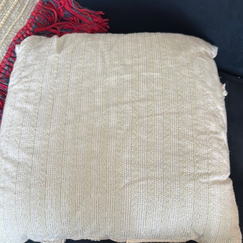 Anthropologie Cream and Tan Bohemian Pillow with Fringe - Picture 4 of 6